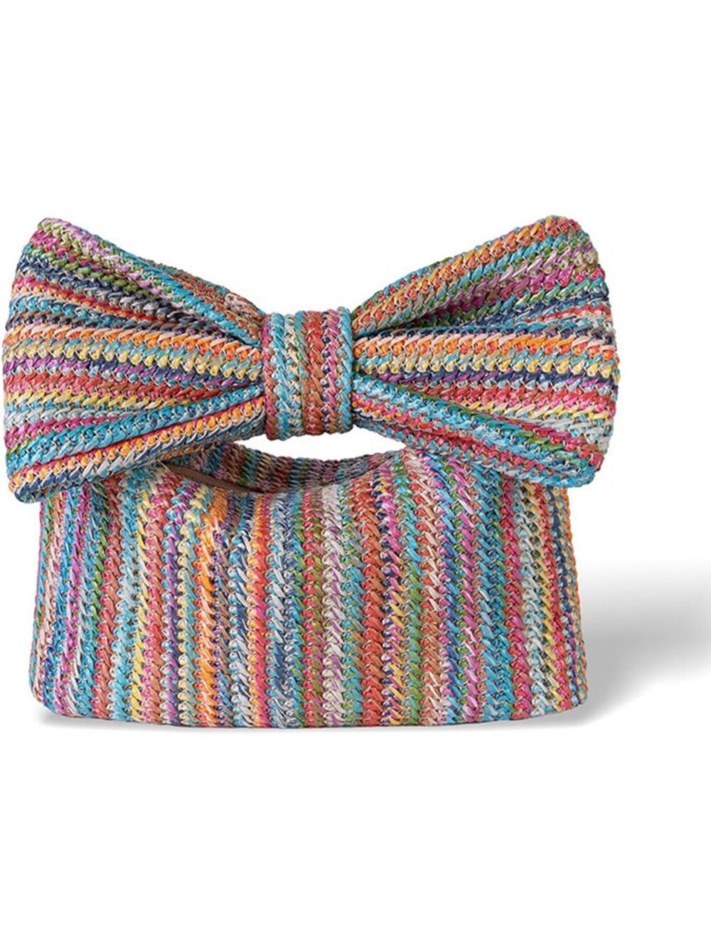 Women’s Rainbow5 Straw Woven Clutch Purse Crossbody Evening Wedding Handbag
